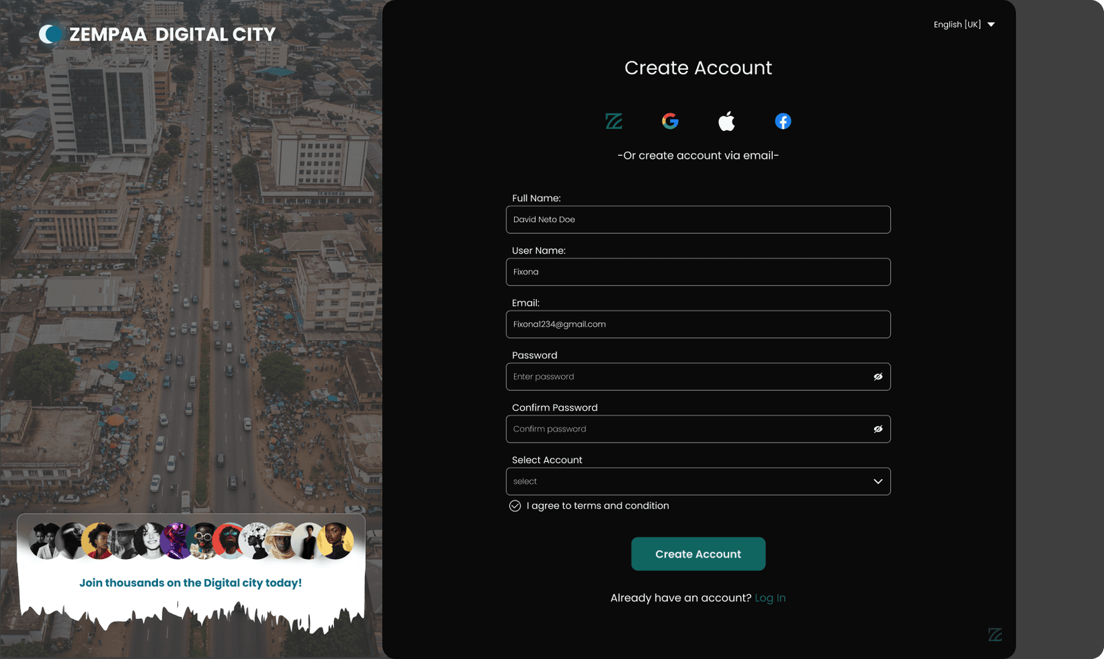 Zempaa Digital City Sign up